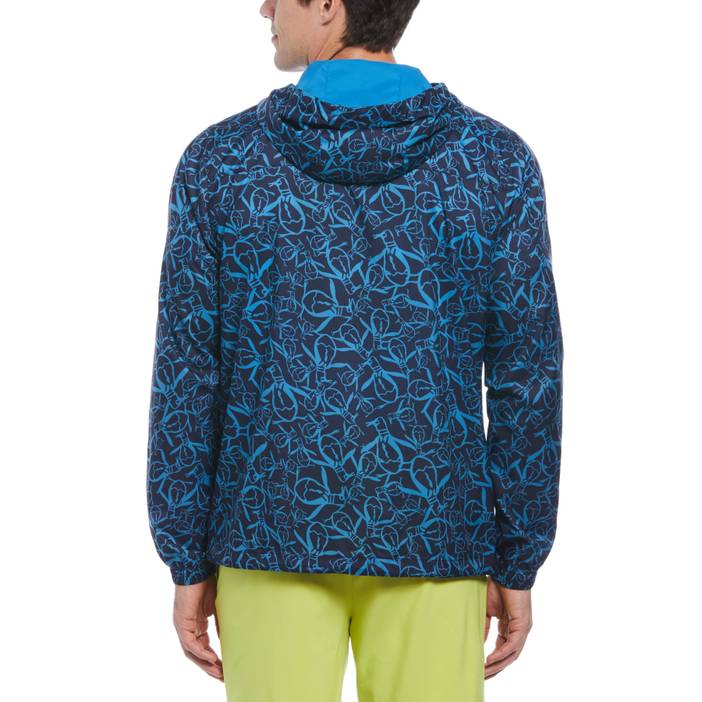 Men's Quarter Zip Penguin Print Golf Windbreaker Jacket | Original Penguin