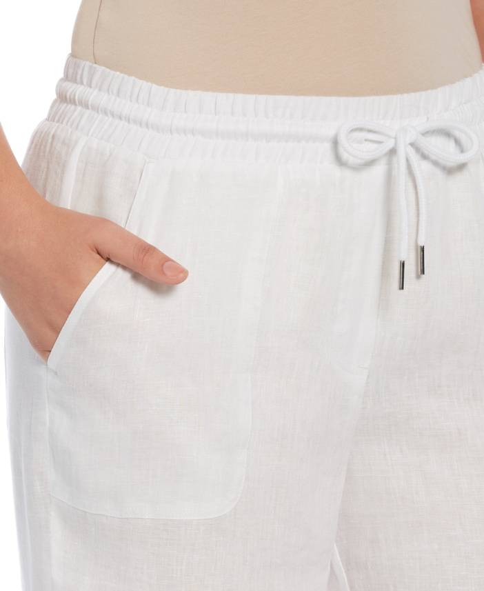 Women's Wide Leg Drawstring Linen Pants | Rafaella