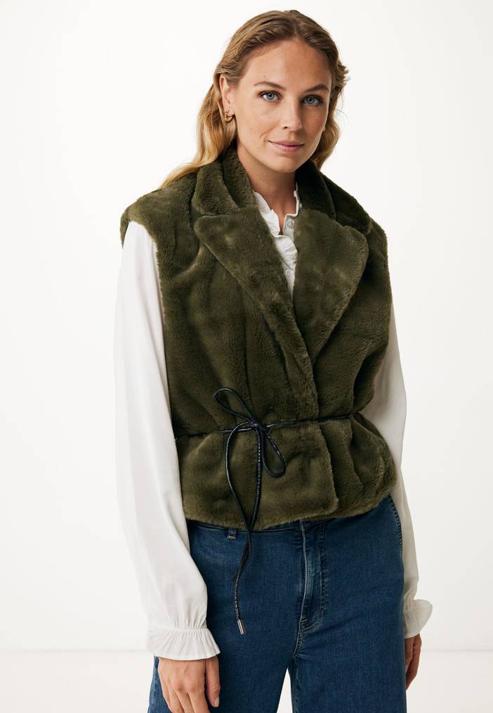 Gilet Imitatiebont Olijfgroen | Mexx
