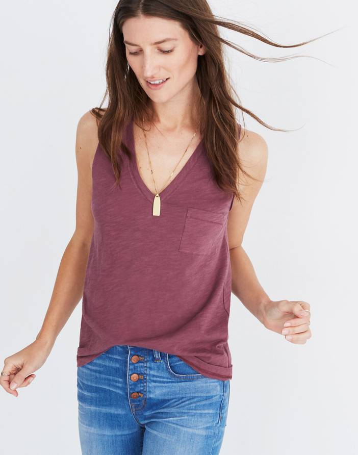 Whisper Cotton V-Neck Pocket Tank | Madewell