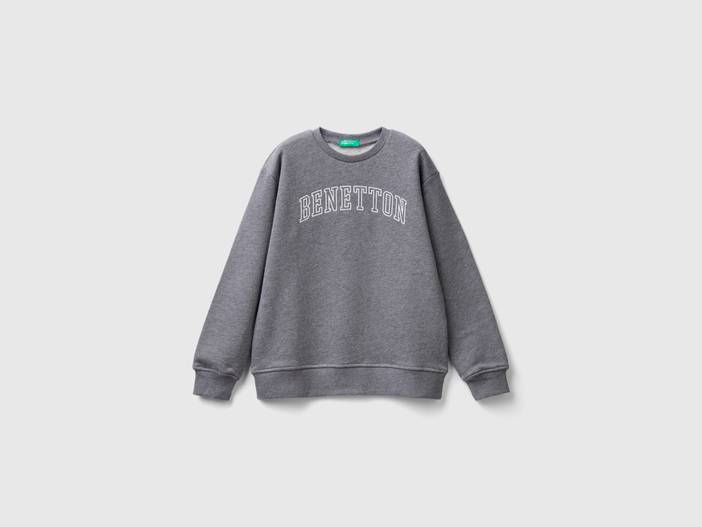 Benetton, Sweatshirt Mit Aufgedrucktem Logo, größe M, Dunkelgrau, male | United Colors of Benetton