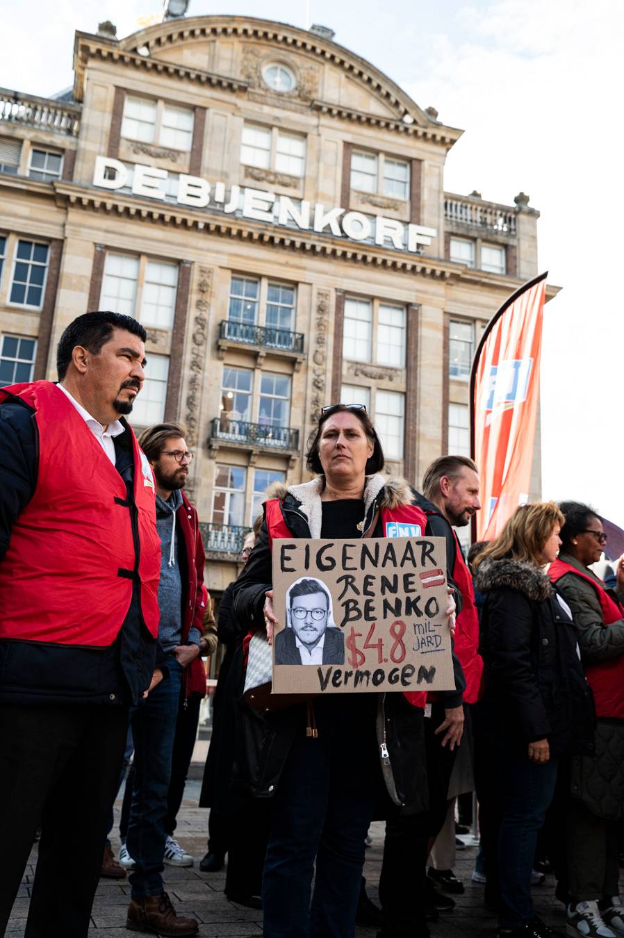 De staking van Bijenkorf-personeel. Beeld: Aygin Kolaei voor FashionUnited