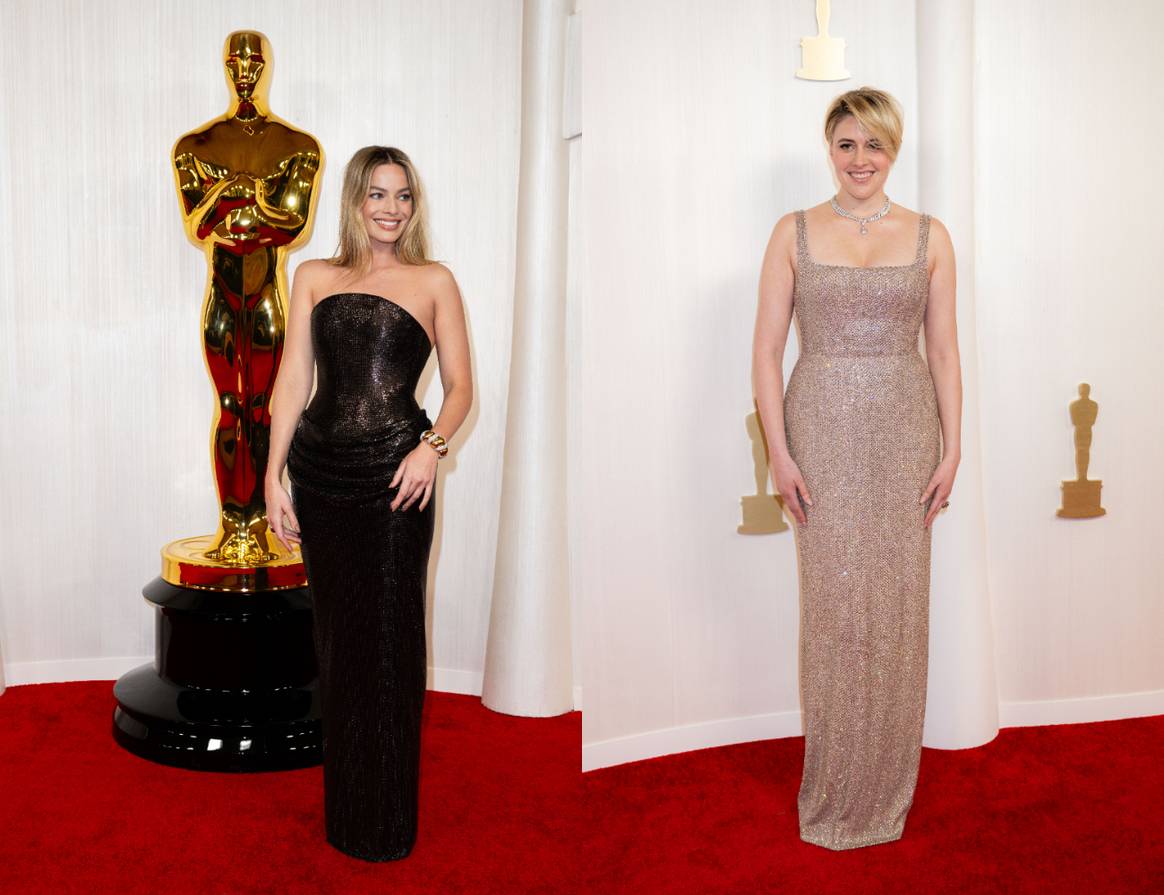 Margot Robbie in Versace and Greta Gerwig in Gucci.