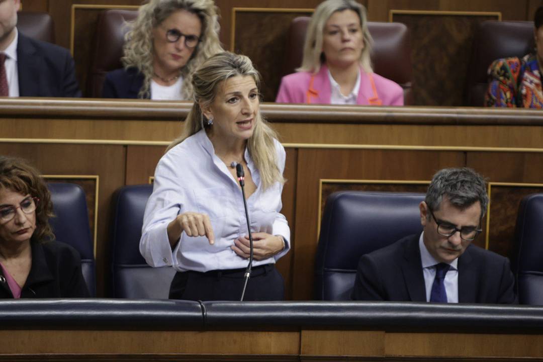 Yolanda Díaz, vicepresidenta segunda del Gobierno y ministra de Trabajo y Economía Social, durante una sesión plenaria del Congreso de los Diputados.