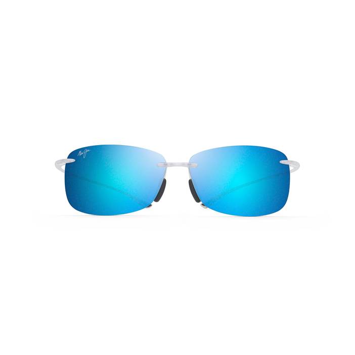 'Akau Rimless Polarized Sunglasses | Crystal Matte Frames with Blue Hawaii Lenses | Maui Jim