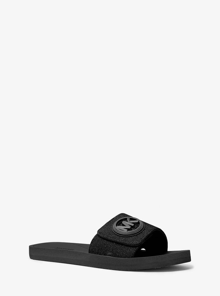 MK Glitter Chain-Mesh Slide Sandal | Michael Kors