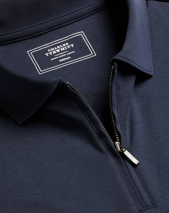 Men's Charles Tyrwhitt Zip-Neck Jersey Polo Shirt | Charles Tyrwhitt