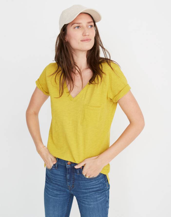 Whisper Cotton V-Neck Pocket Tee | Madewell