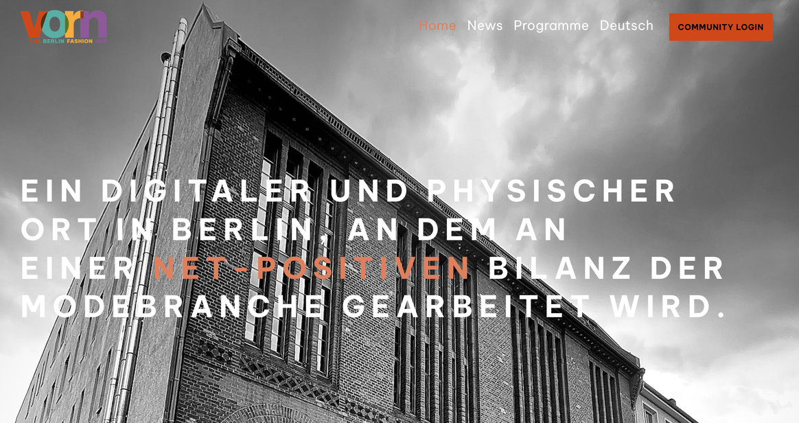 Vorn - The Berlin Fashion Hub nimmt seine Arbeit auf. Bild: Screenshot der Website