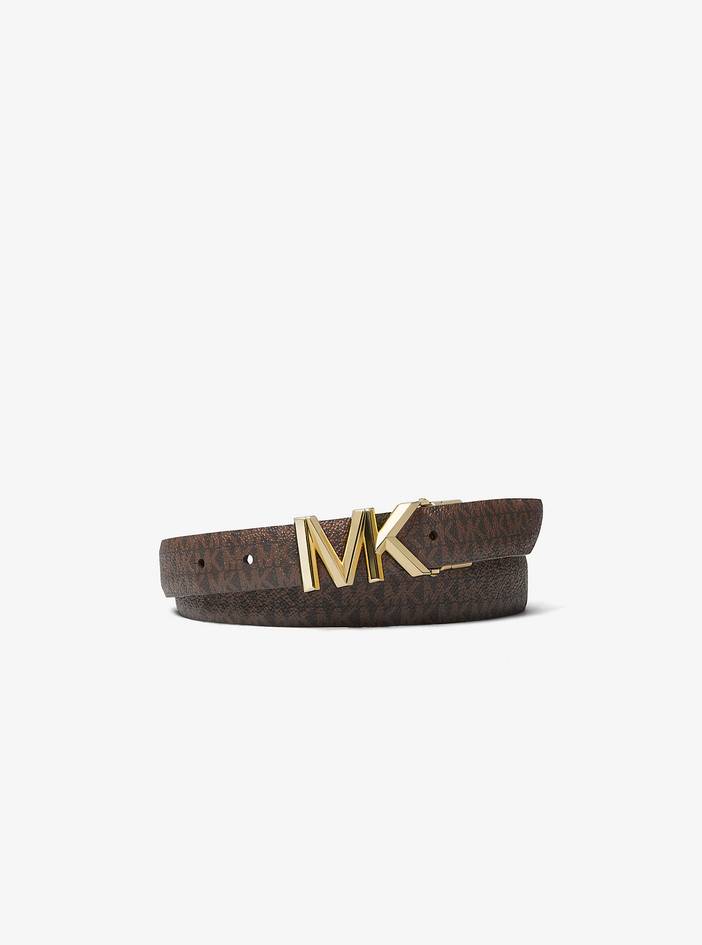 MK Reversible Signature Logo and Crocodile Embossed Leather Waist Belt | Michael Kors