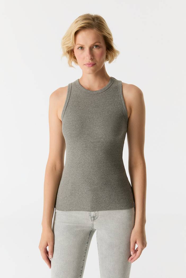 Liv Crew Neck Tank Top Grey Melange | Cup of Joe (COJ) denim
