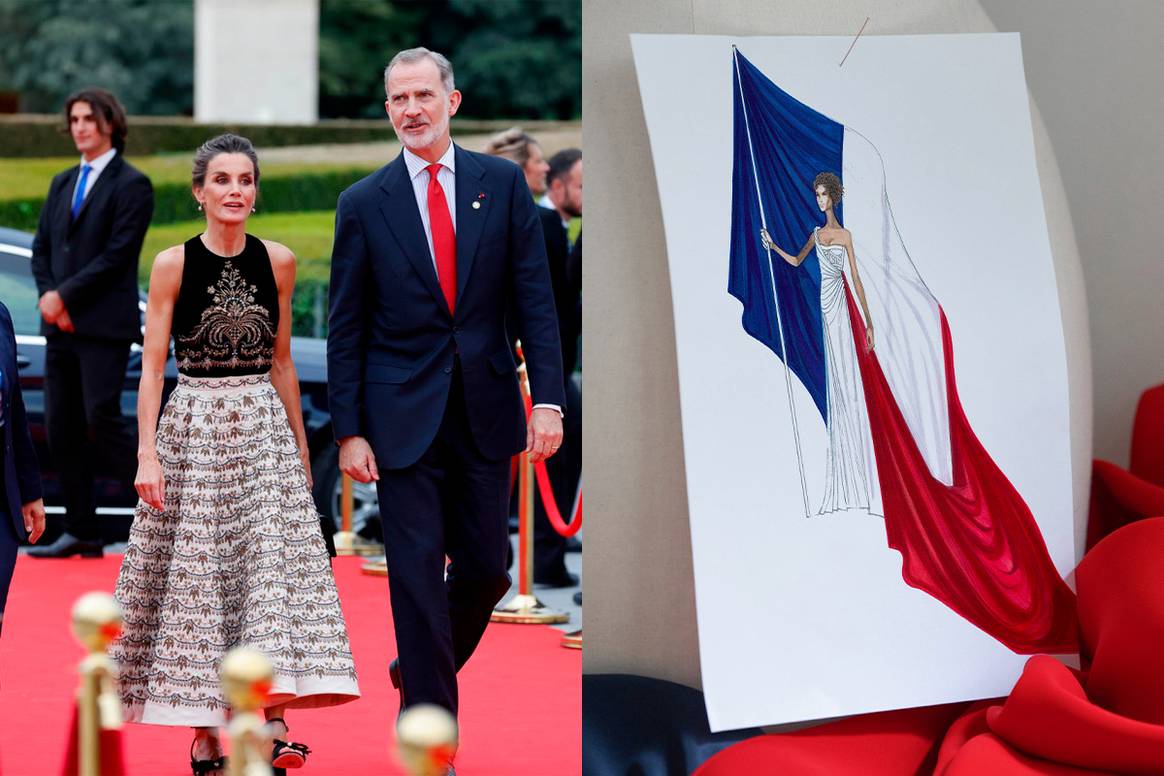 Their Majesties the King and Queen of Spain upon their arrival at the Louvre Museum to attend the dinner offered by the IOC.