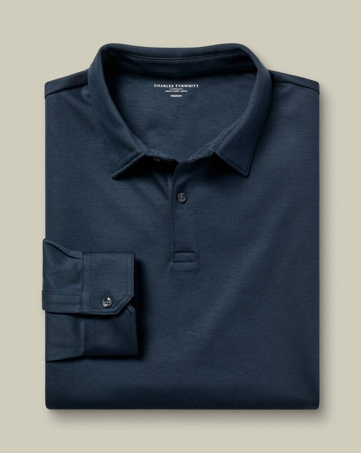 Men's Charles Tyrwhitt Long Sleeve Smart Jersey Polo Shirt | Charles Tyrwhitt