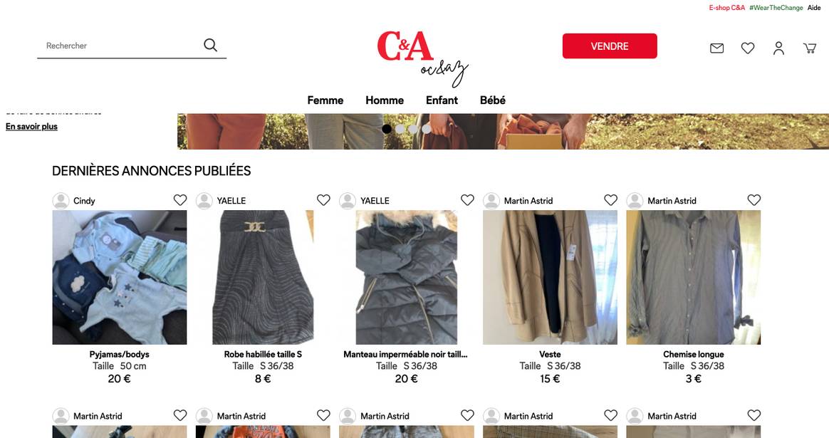 Screenshot oC&Az, C&A France