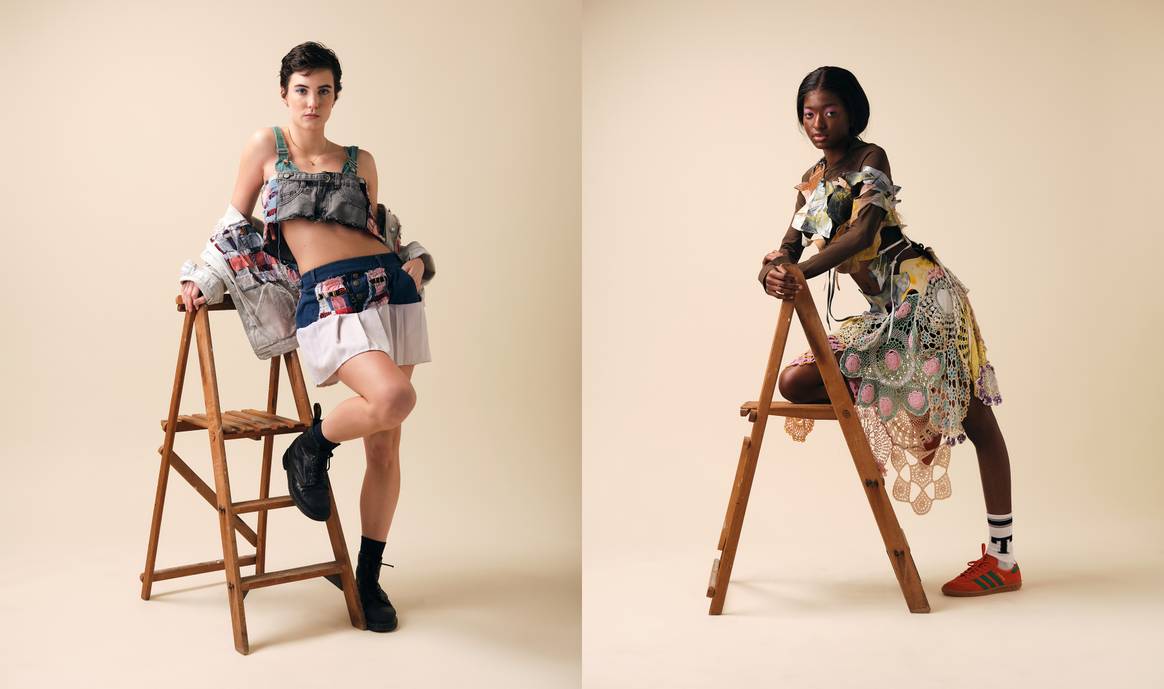 A look from the emerging designers' upcycling range for LFW AW23. Image courtesy of the Graduate Fashion Foundation.