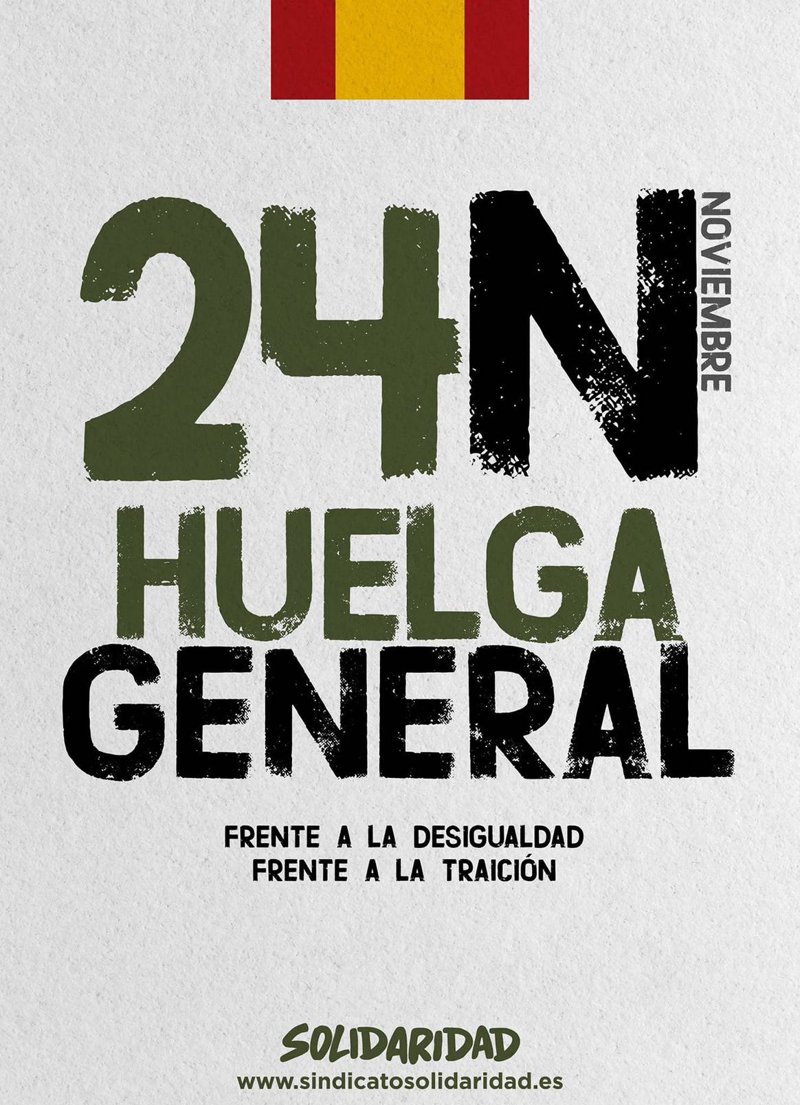 Cartel de llamamiento a la huelga general convocada por el sindicato Solidaridad para el 24 de noviembre de 2023.