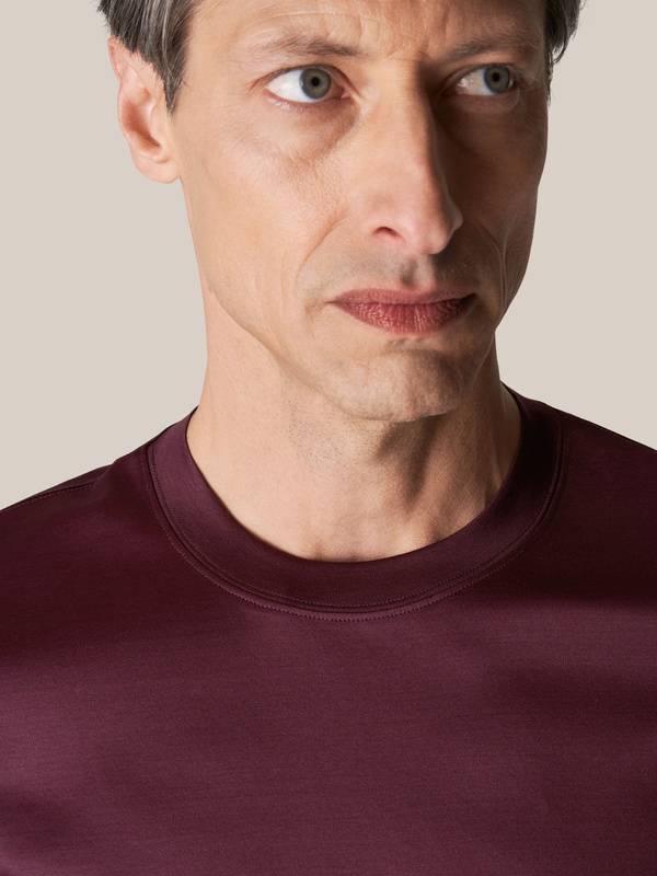 Burgundy Red Filo di Scozia Crewneck T-Shirt | Eton