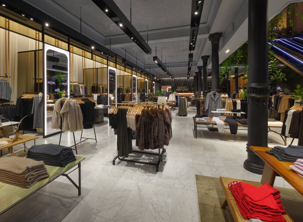 Interior of Aritzia's new SoHo flagship store