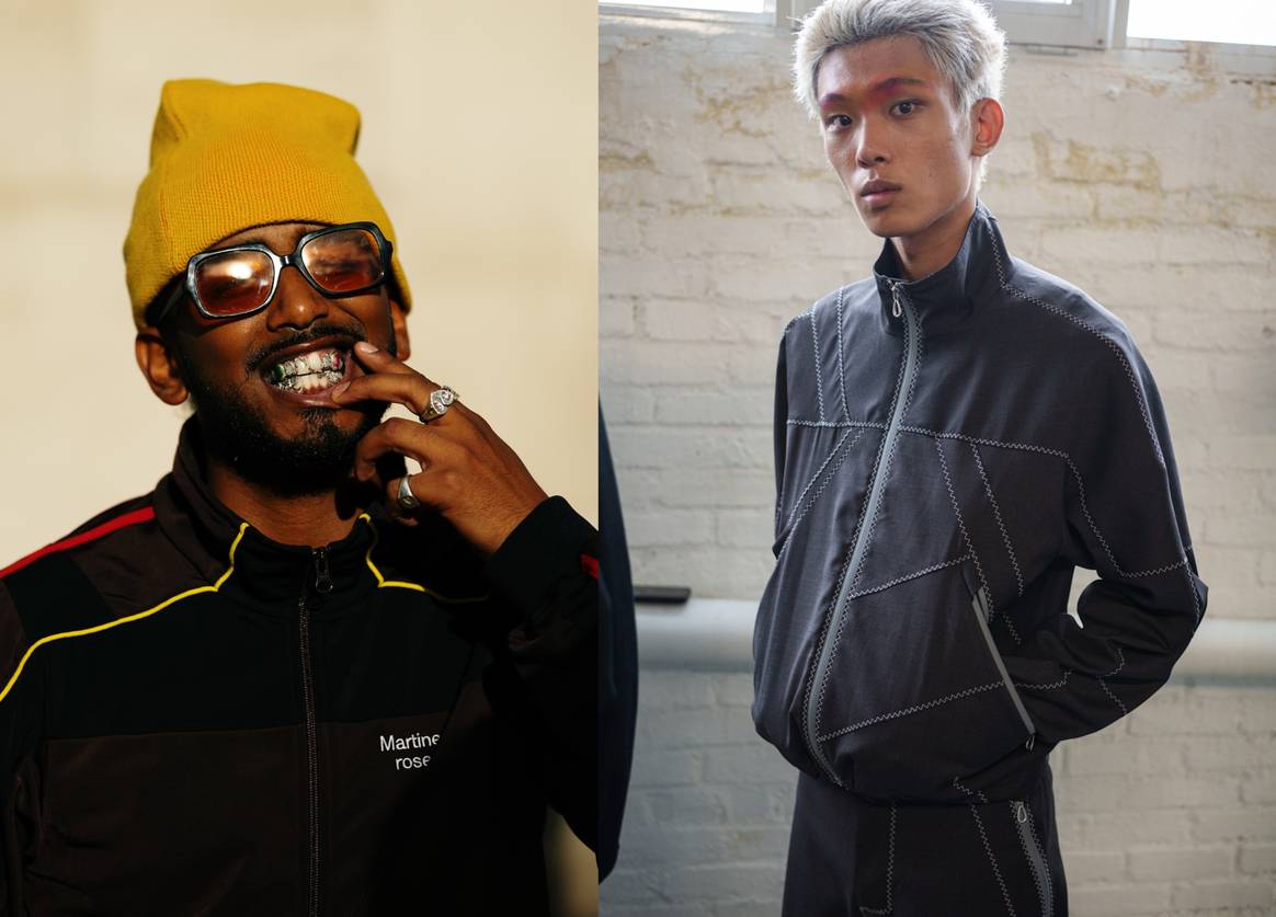 Les coutures en biais et flatlock (à droite : Kiko Kostadinov SS26).