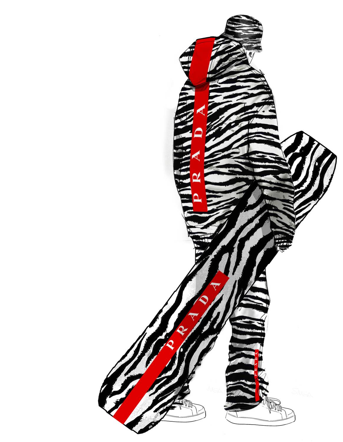 Look 'Wild Stripes', Prada x Riders Republic®, image courtesy of Prada