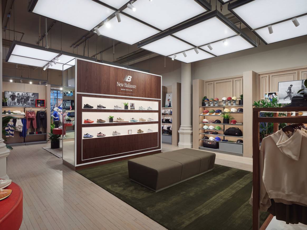 Interior of New Balance's revamped flagship store in Flatiron, NYC