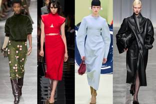 Fashion Week de Milan AH24 : bleu pâle, vert olive et cuir noir parmi les couleurs et matières les plus utilisées 