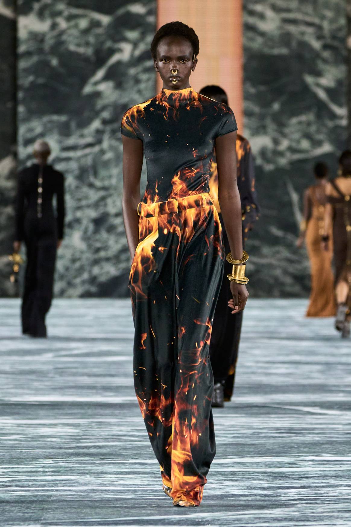 Image: Flames at Balmain SS23. | Credit: Balmain