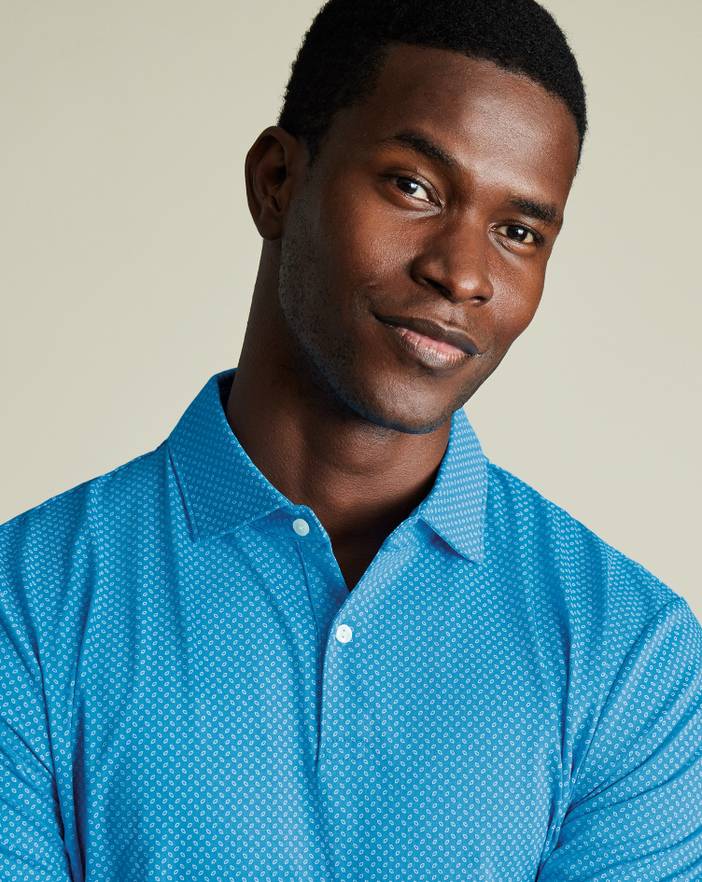 Men's Charles Tyrwhitt Performance Geo Print Polo Shirt | Charles Tyrwhitt