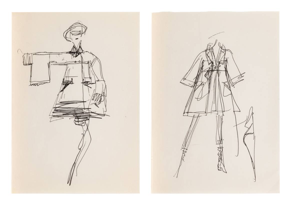 Karl Lagerfeld, Deux Croquis, circa 2000.