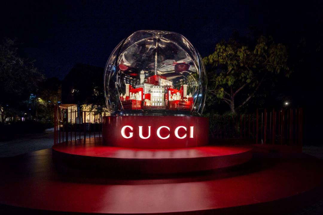 Gucci snow globe festive installation