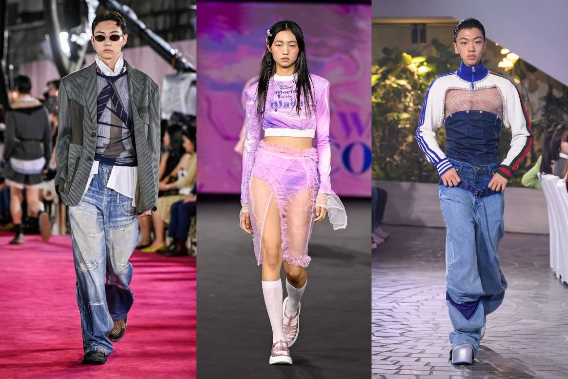 (da sinistra a destra) Andersson Bell, Kwak Hyun Joo e Caruso alla Seoul Fashion Week