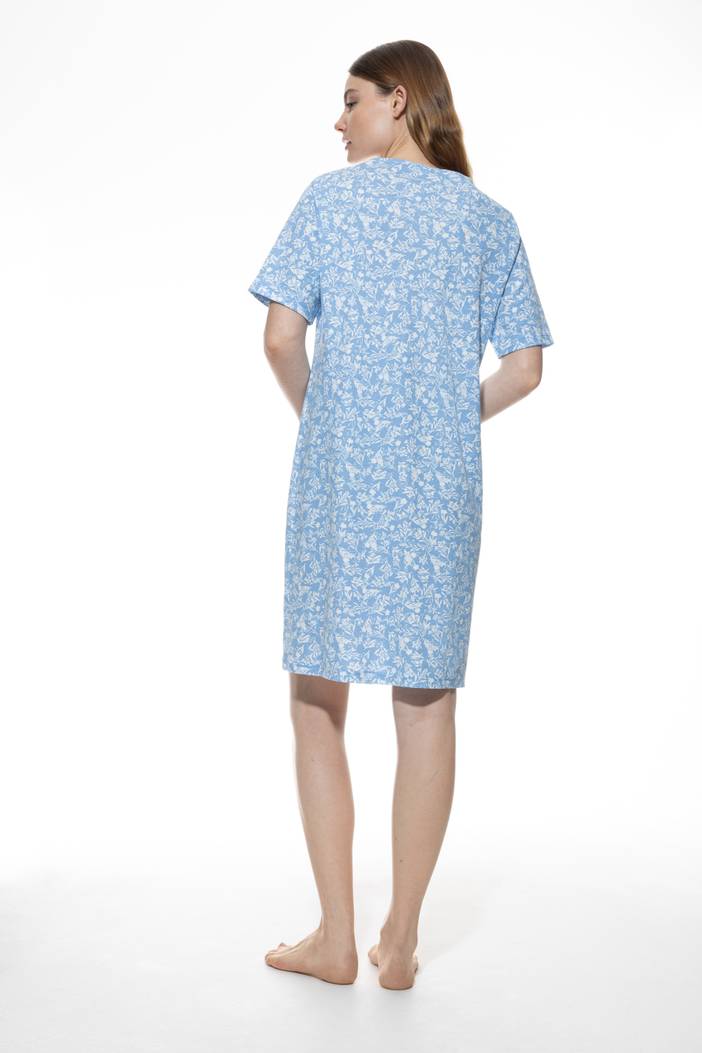 Nachthemd Serie Flower Meadow Blue Silk | Mey