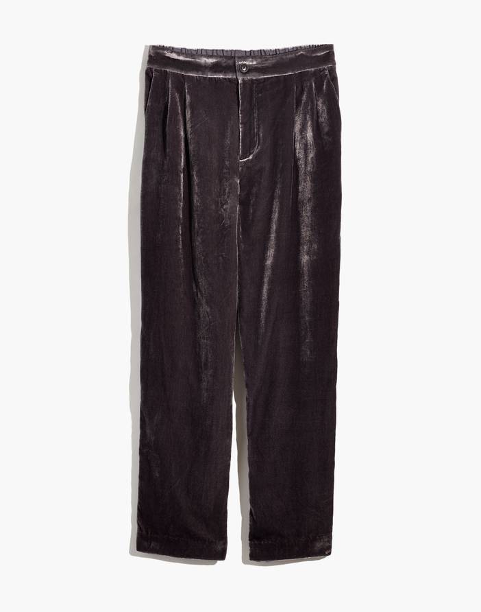 Velvet Tapered Pleat Pull-On Pants | Madewell