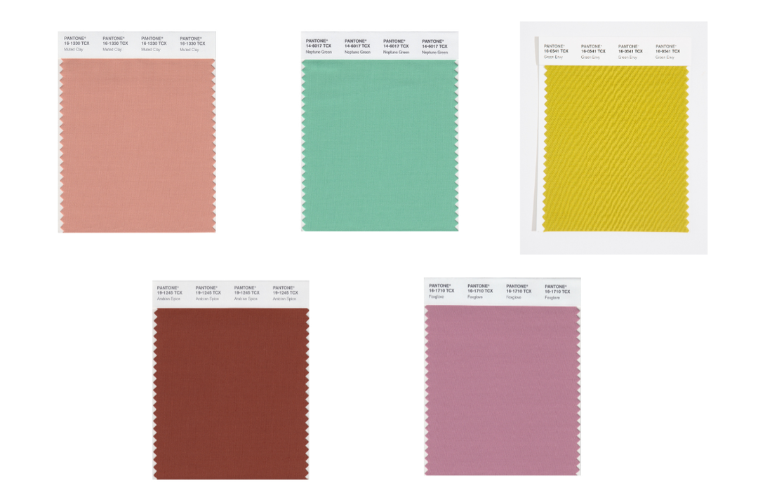 Campioni di colore del Pantone fashion colour trend report per l'AI26 della Nyfw