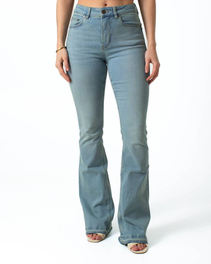 Lisette Flare Overdye Ripped Hem - Duurzame Flared Jeans - Overdye | KUYICHI