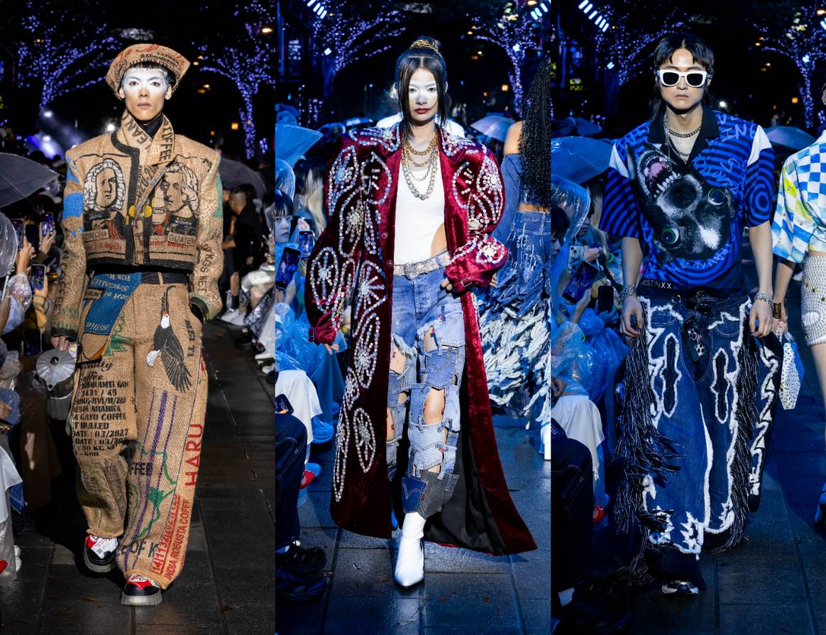 Looks from Just In XX's Luxxury Godbage collection at Vogue Fashion's Night Out.