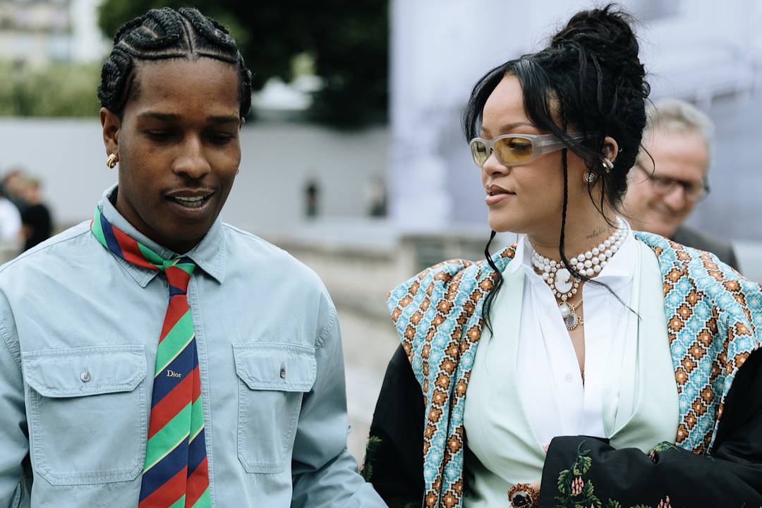 Asap Rocky e Rihanna prima della sfilata PE26 di Dior