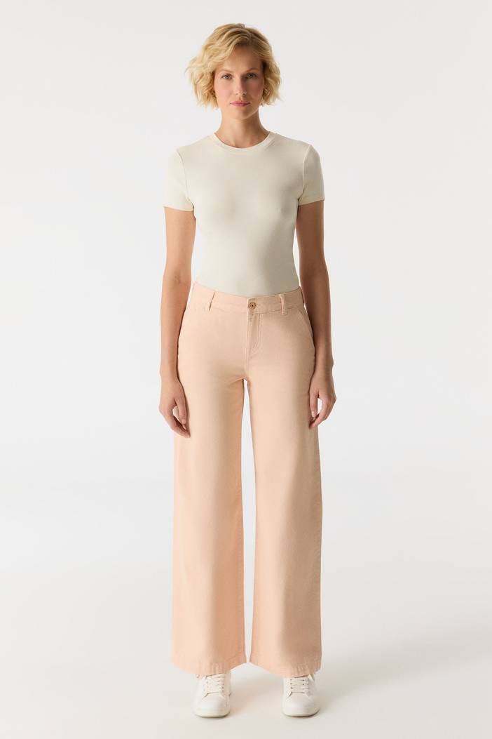 Maxine Low Waist Full Length Drop Crotch Chino Pants Pale Pink | Cup of Joe (COJ) denim