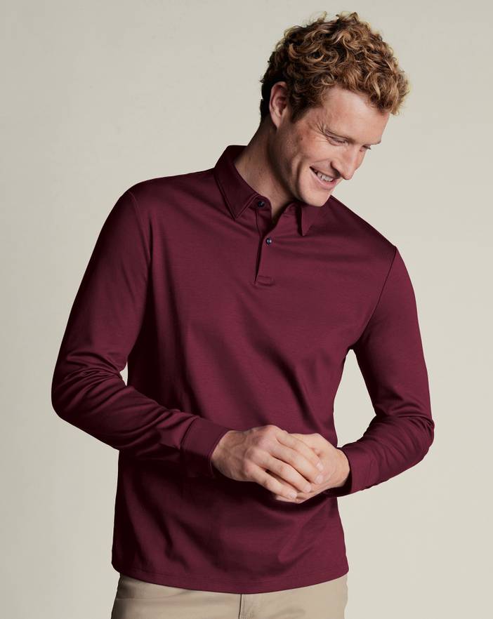 Men's Charles Tyrwhitt Long Sleeve Smart Jersey Polo Shirt | Charles Tyrwhitt