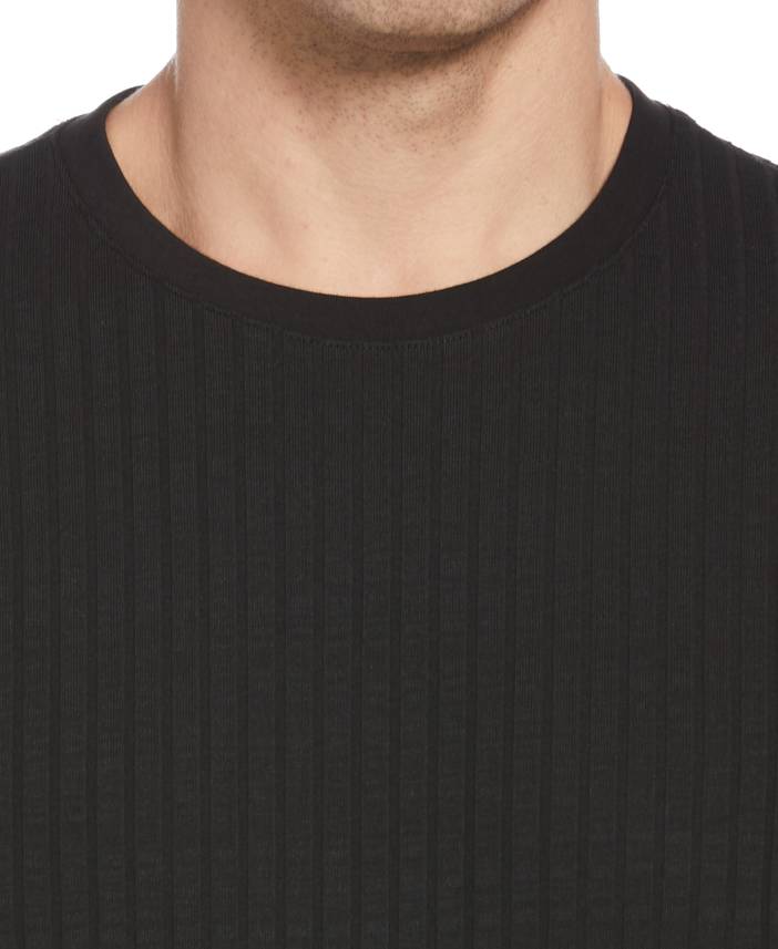 Men's Rib Knit Crew Neck T-Shirt in Black, Size 2XL, Cotton/Polyester, Regular | Perry Ellis
