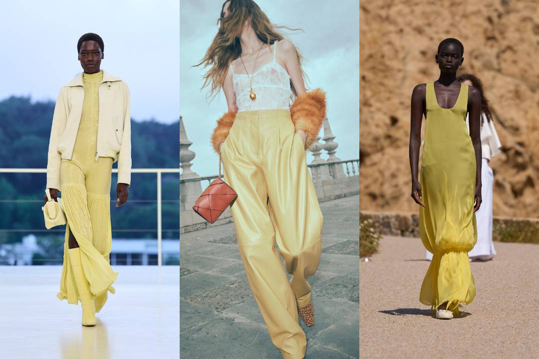 (Da sin. a dx.) Hermès AI26 - Ready to Wear, Ulla Johnson OFF27 - Resort Women, Jacquemus PE27 - Ready to Wear.