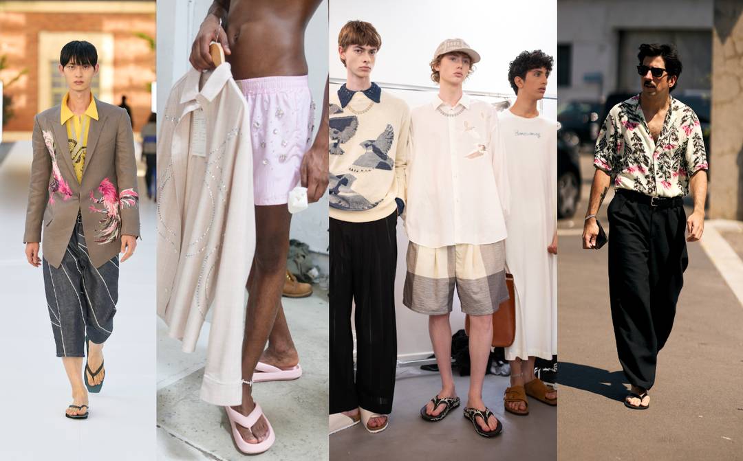 (De izq. a dch.) Polimoda Graduation Show, Garcias, Shinyakozuka, Street Fashion Milano Fashion Week Spring Summer 2027, Menswear.