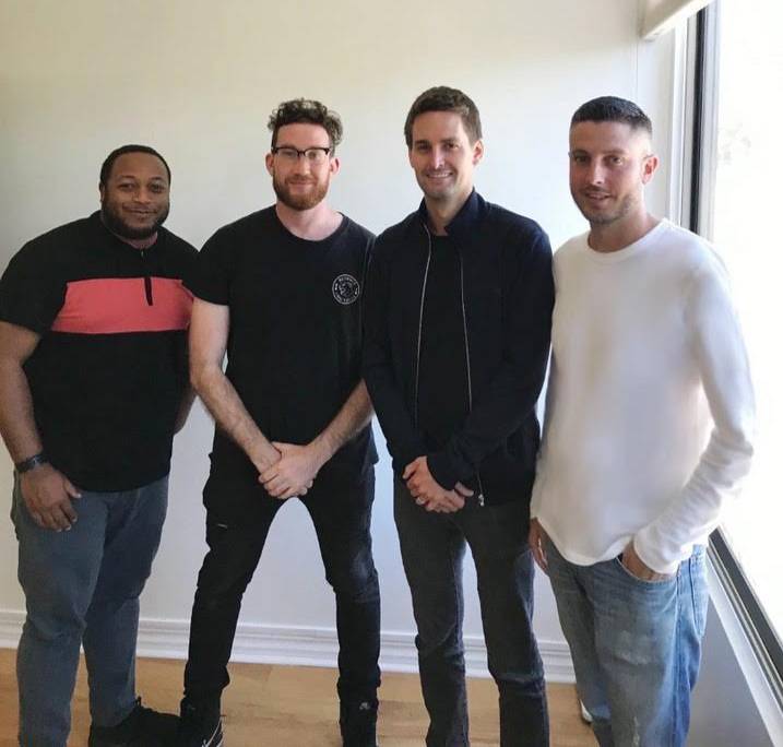 Galaxy resale founders L-R Brandon Brisbon, Danny Quick, Evan Spiegel, Nathan McCartney