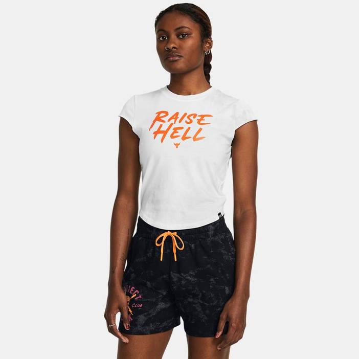 Damesshirt Project Rock Underground met kapmouwtjes Wit / Zwart L | Under Armour