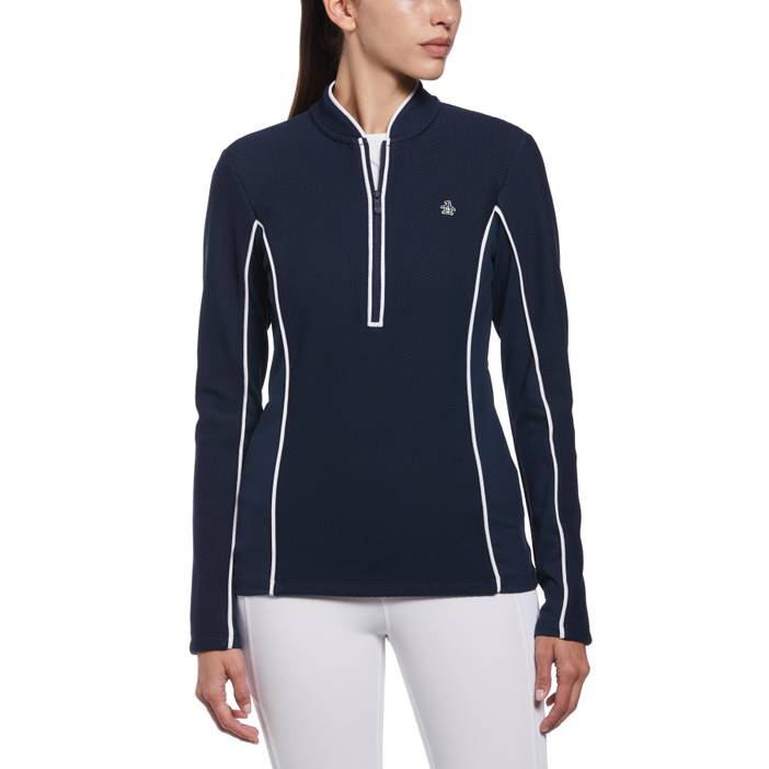 Women's Contrast Piping Quarter Zip Shirt | Original Penguin