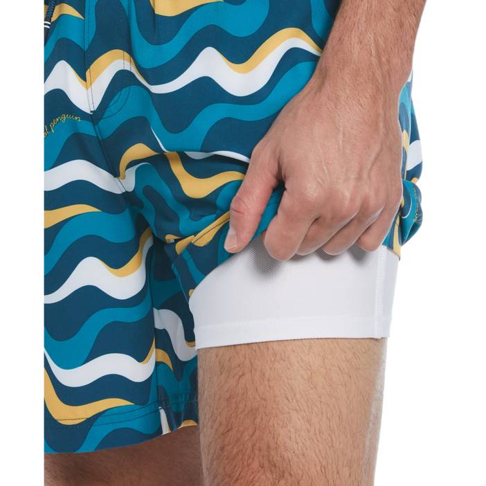 Men's Wave Print Swim Shorts | Original Penguin