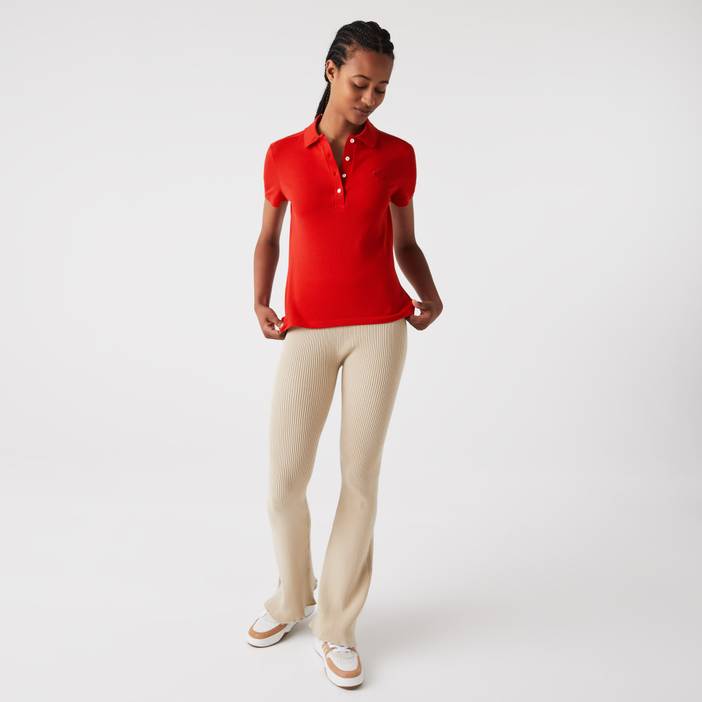 Slim Fit Damen Lacoste Poloshirt aus Stretch-Baumwoll-Piqué | Lacoste