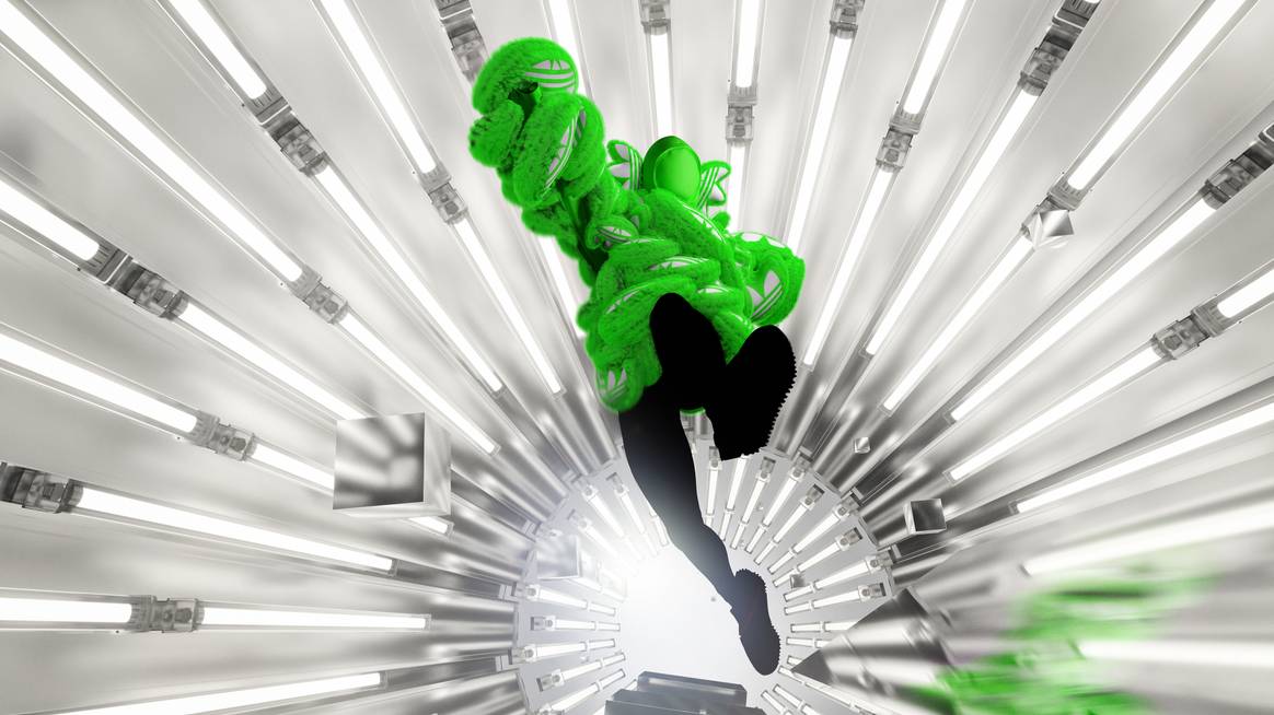 De 'Wallrunner', opgebouwd uit Adidas-logo's. Beeld: Adidas