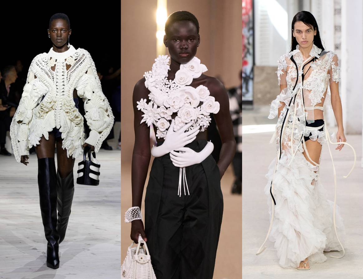 Alexander McQueen SS24, Balmain FW24, Ottolinger SS24.