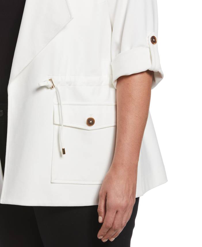 Women's Plus Size Ponte Knit Drape Front Jacket | Rafaella